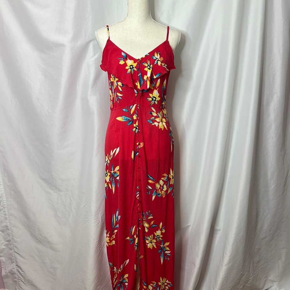 Express Red Sundress Maxi with Spaghetti Straps